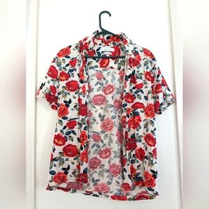 Urban Outfitters Roses Floral Pattern Button Up Shirt